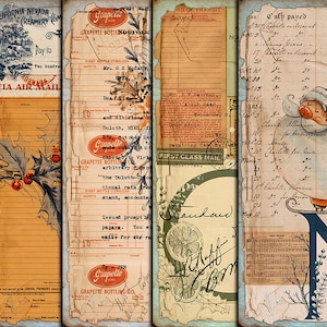 DIGITALE Vintage Kerst Ephemera Digitale Collage Sheet Download - VBM1693