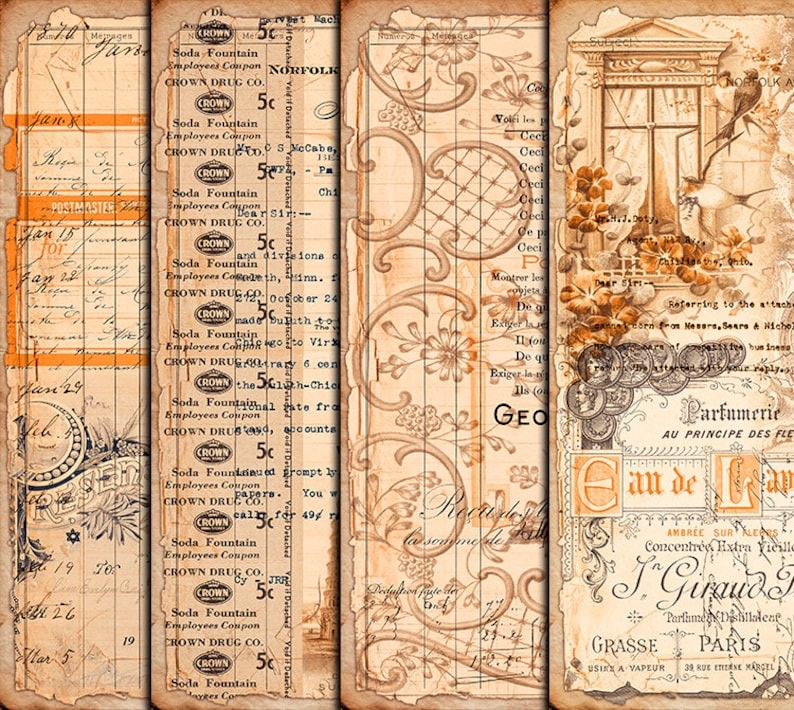 DIGITAL Vintage Ephemera Printable Junk Journal Ephemera Etsy