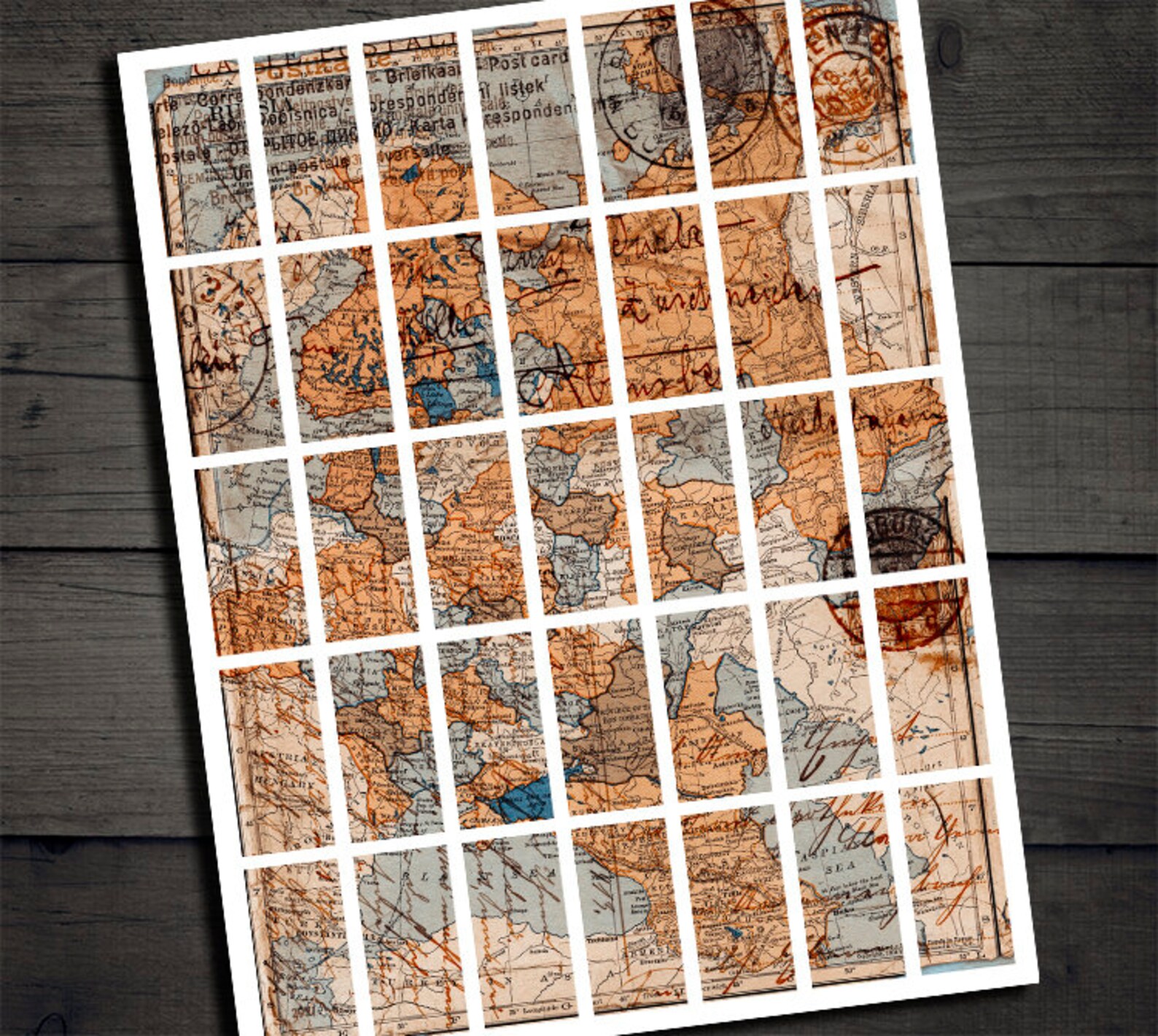 DIGITAL Vintage Maps Domino Tile Images for Cabochons - Digital Collage ...