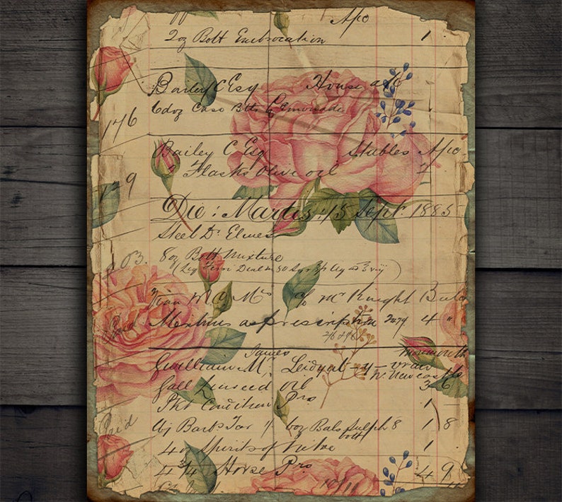 DIGITAL Vintage Floral Digital Papers Printable Junk Journal Etsy