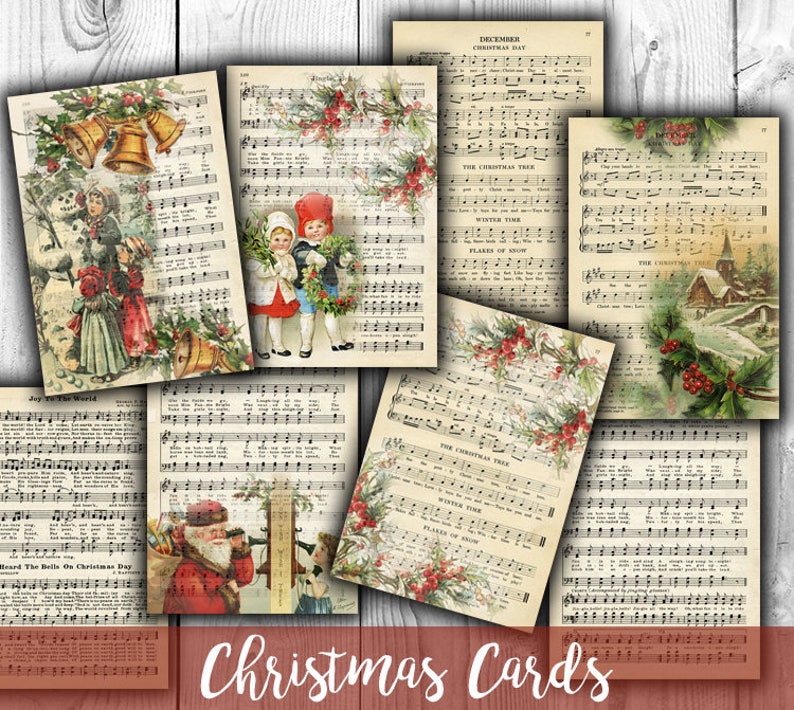 DIGITAL Christmas Cards Digital Collage Sheet Download - Digital Paper - Instant Download Printables - VBM1227 