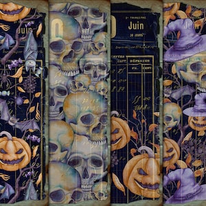DIGITAL Halloween Digital Papers - Junk Journal Ephemera - Digital Collage Sheet Download - VBM1914