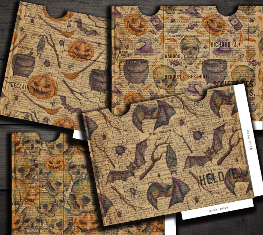 DIGITAL Halloween Printable Envelopes - Digital Collage Sheet Download ...