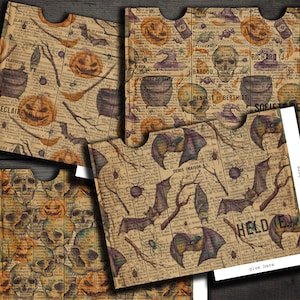 DIGITAL Halloween Printable Envelopes - Digital collage sheet download - VBM1909