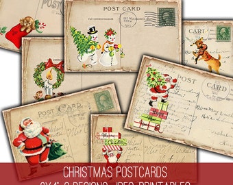 DIGITAL Vintage Christmas Postcards Digital Collage Sheet Download -1188- Digital Paper - Instant Download Printables