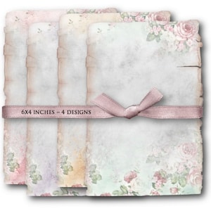 DIGITAL Shabby Chic Roses Fondos - Digital Collage Sheet Descargar -984- Papel Digital - Descarga Instantánea Imprimibles