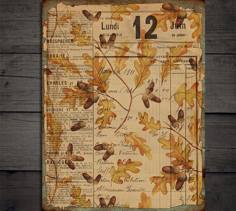 DIGITAL Vintage Fall Junk Journal Ephemera Digital Paper Download VBM1899