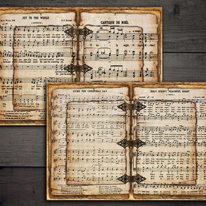DIGITALE Weihnachten Vintage Notenblätter - Junk Journal Printable Pages - Weihnachten Digital Papers - VBM2156