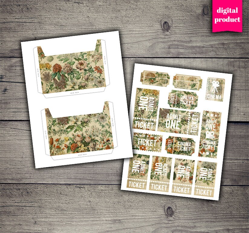 DIGITAL Vintage Botanical Junk Journal Kit - Printable Vintage Floral ...