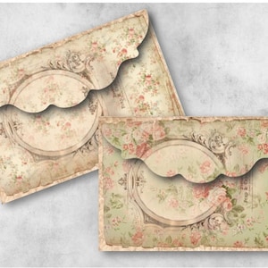 Envelopes com moldura antiga floral DIGITAL Download de folha de colagem digital -945- Papel digital - Download instantâneo para impressão