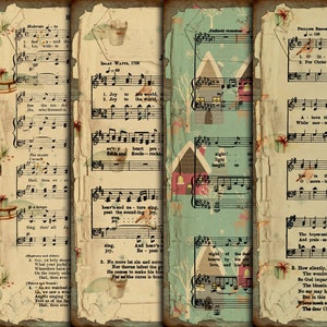 DIGITALE Vintage Kerstmuziekbladen - Digitale Vintage Kerstliedjes Papier downloaden - VBM2173