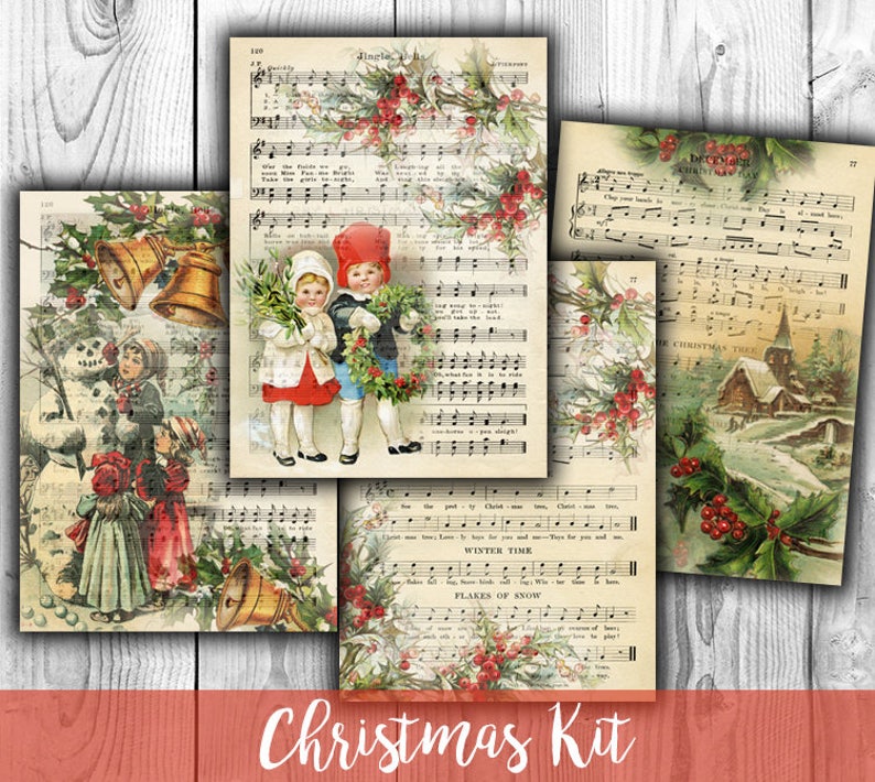 DIGITAL Christmas Digital Collage Sheet Download - Digital Paper - Instant Download Printables - VBM1226 