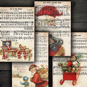 DIGITALE druckbare Vintage Weihnachten Notenblätter - Digitale Vintage Weihnachten Download - VBM2321