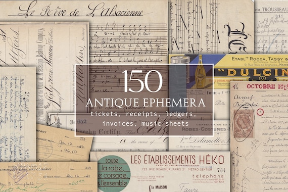 Vintage Ephemera Bundle, Real Authentic Documents, Receipts, Ledgers, Invoices for Junk Journals (Digital Download) - VBM28