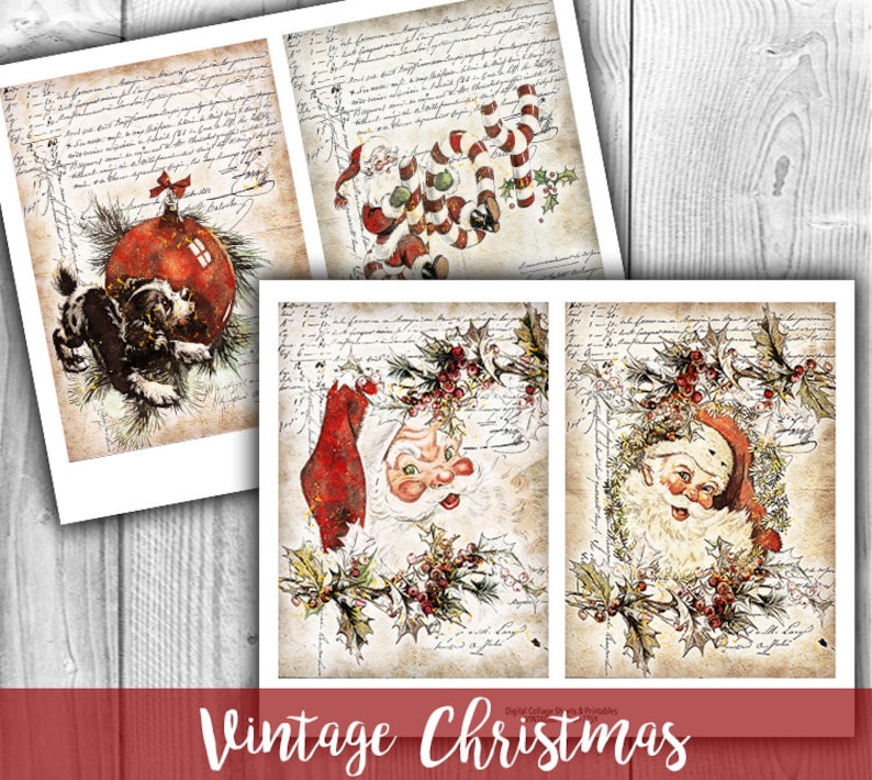 Download Digital Vintage Christmas Digital Collage Sheet Download Etsy