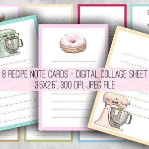 Cupcakes & Mixers Recipe Cards: Digital Collage Sheet (Digital Download)