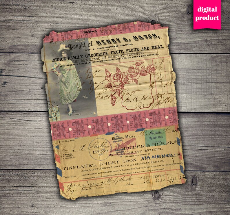 Vintage Grunge Ephemera Collage Sheets: Printable Digital Download - Etsy