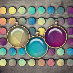 DIGITAL Printable Geometric 1 inch Circles for Jewelry Pendants - Digital Collage Sheet Download