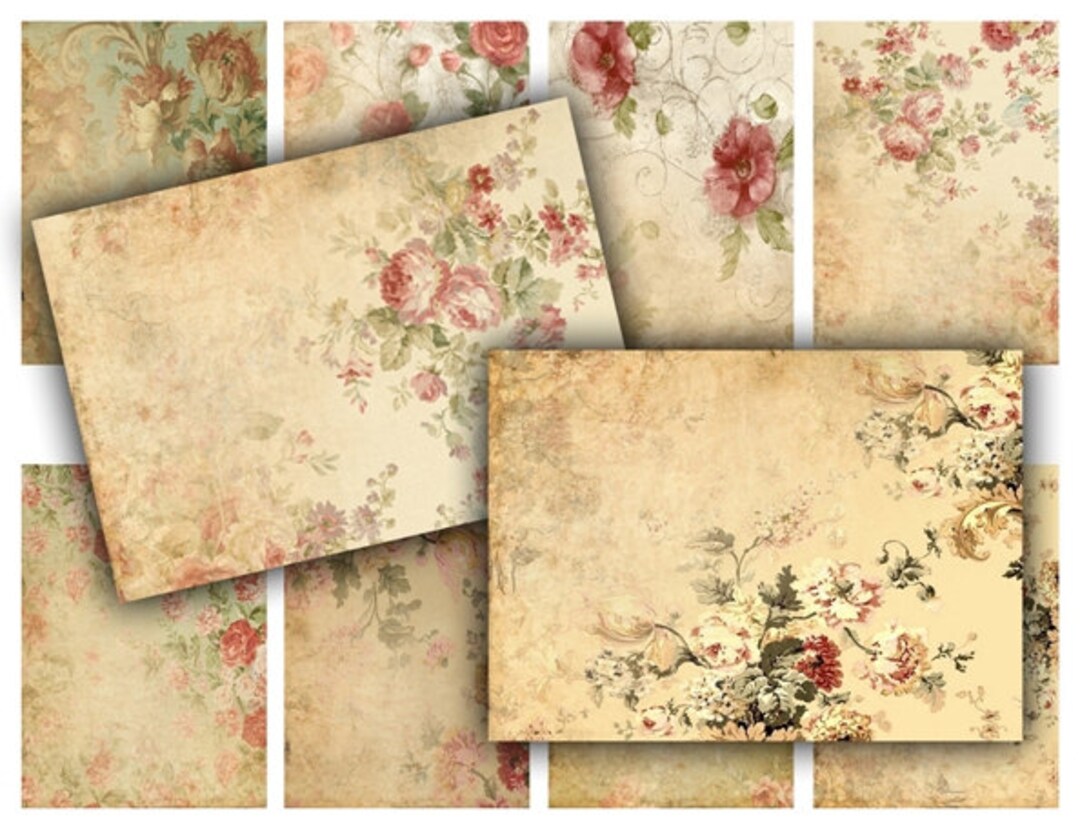 Vintage Floral Tags: Printable Digital Collage Sheet (digital Download ...