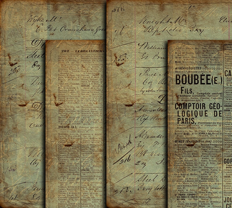 DIGITAL Printable Grunge Junk Journal Ephemera - Digital Collage Sheet ...