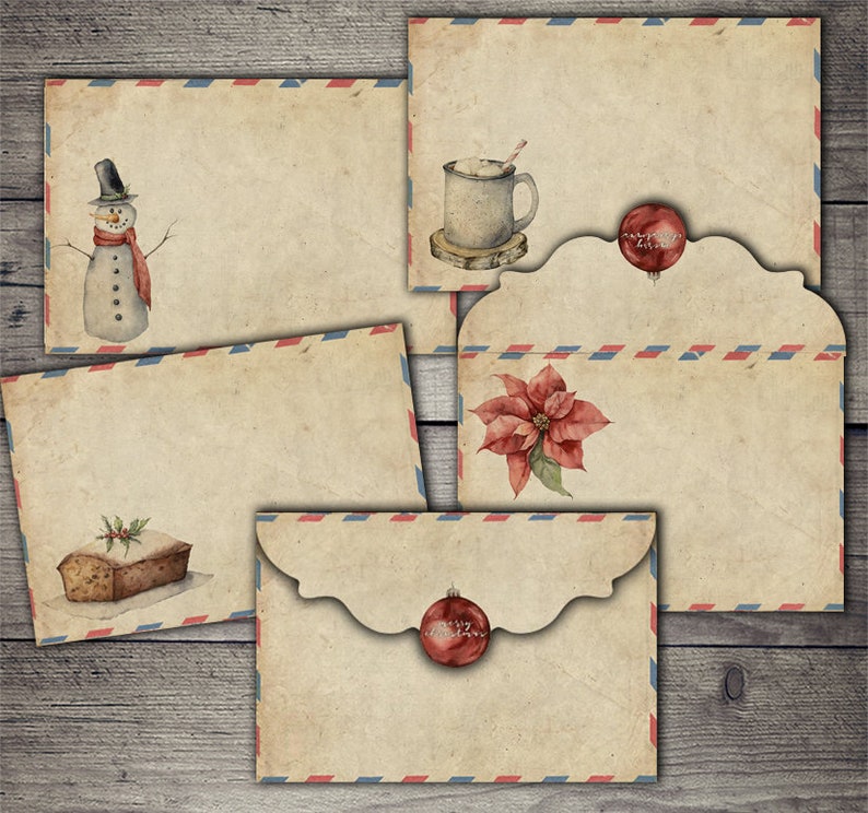 DIGITAL Vintage Christmas Airmail Envelopes Printable | Etsy
