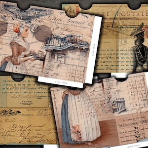 DIGITAL Vintage Ephemera Envelopes  - Digital collage sheet download
