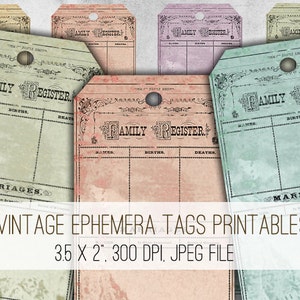 DIGITAL Vintage Ephemera Tags Digital Collage Sheet Download - 1023 - Digital Paper - Instant Download Printables