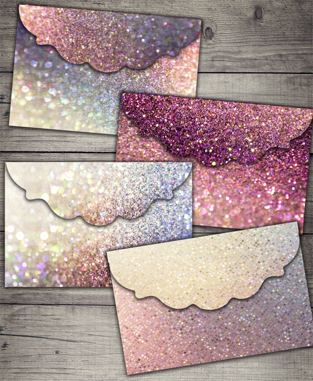 DIGITAL Printable Glitter Envelopes Digital Collage Sheet Download Etsy