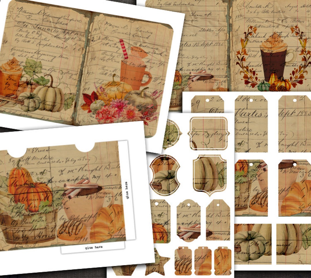 DIGITAL Fall Junk Journal Kit Vintage Digital Paper Download Printable ...