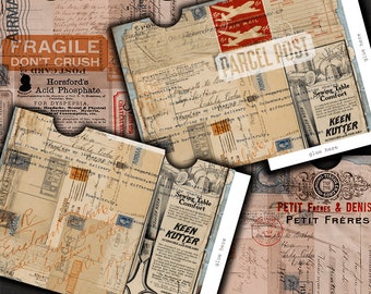 DIGITAL Vintage Postal Ephemera Envelopes  - Digital collage sheet download - VBM1719