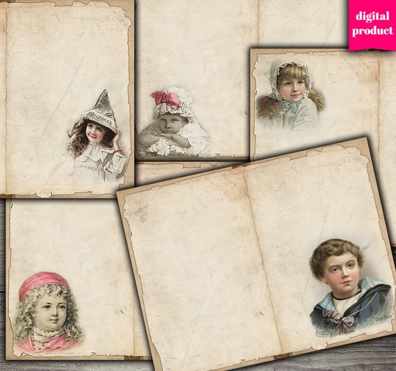 Vintage Children Journal Pages: Printable Junk Journal Kit