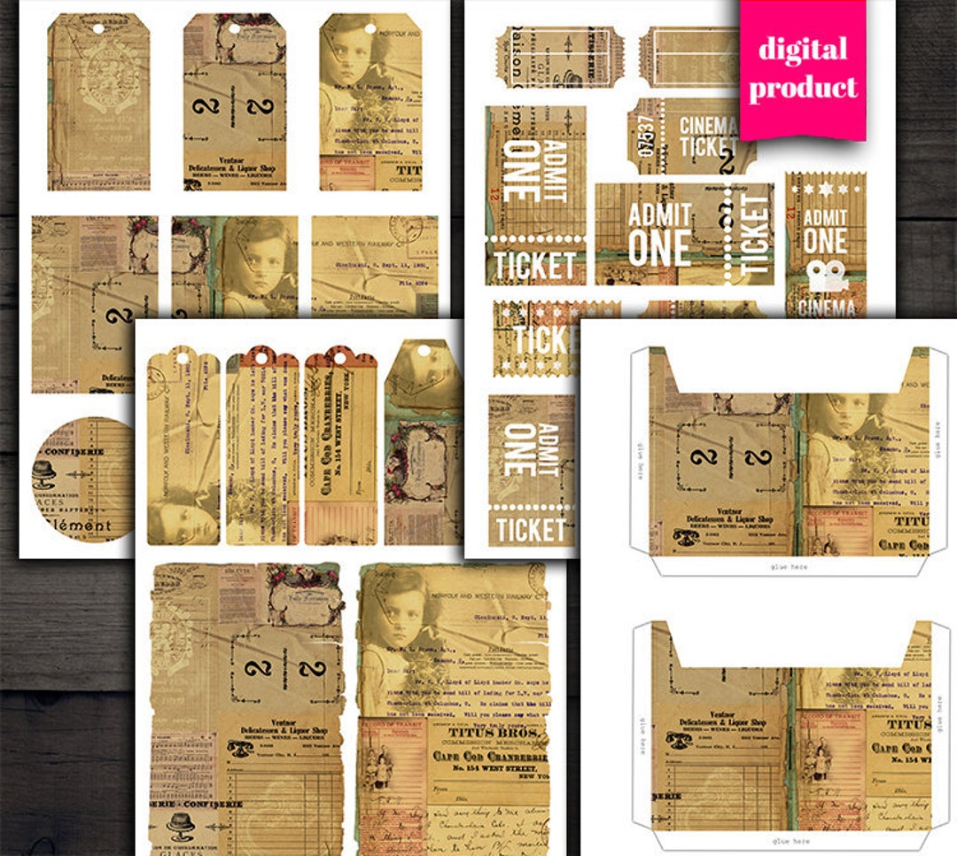 DIGITAL Vintage Junk Journal Kit Download - Printable Vintage Ephemera ...