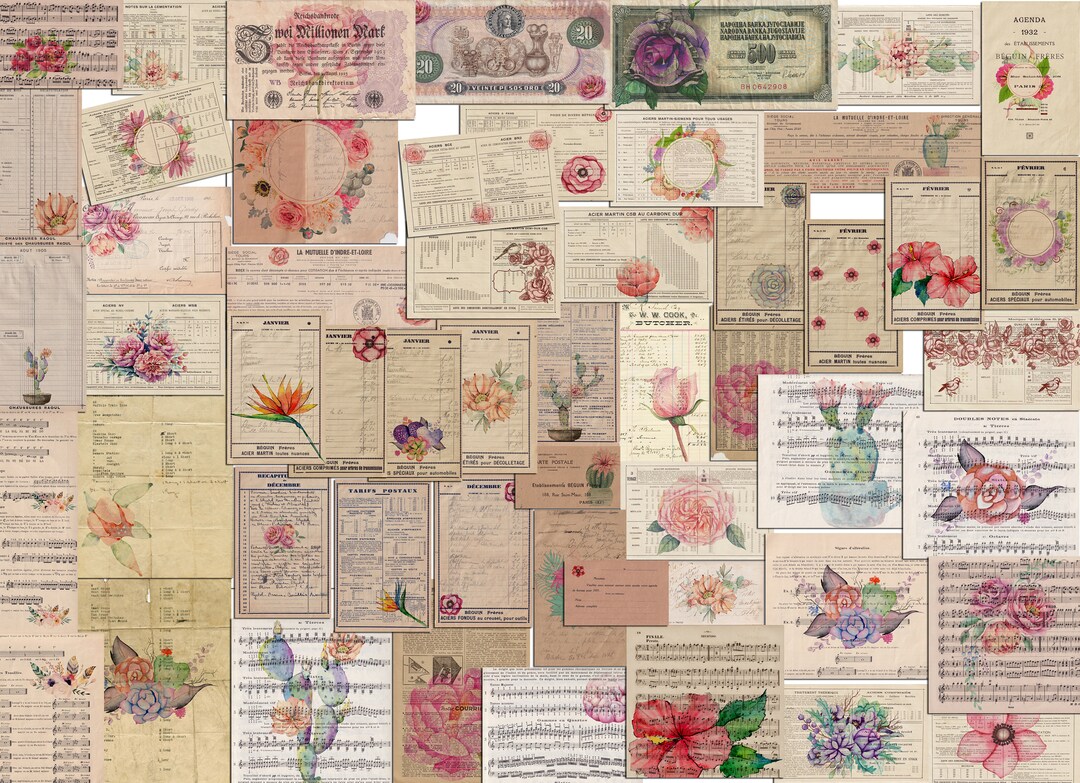 DIGITAL Vintage Floral Junk Journal Mega Bundle Ephemera Junk - Etsy