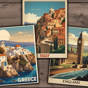 Affiches de voyage rétro numériques, éphémères de voyage vintage, cartes postales rétro imprimables, téléchargement City Art Print - VBM3254