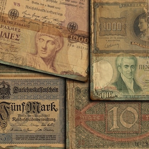 DIGITAL Vintage Geld - Antike Geldscheine - Ausdruckbares Junk Journal Ephemera Download - VBM 2093
