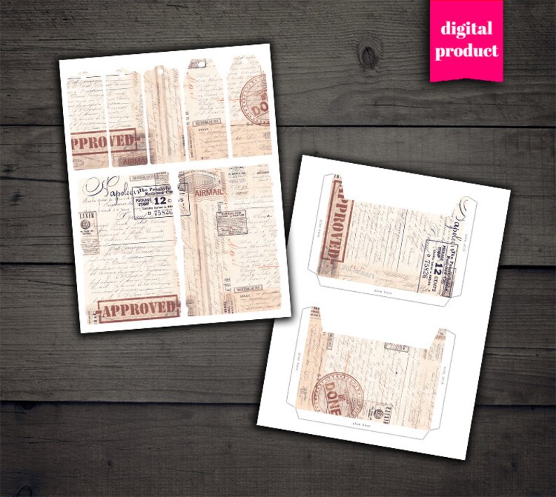 DIGITAL Vintage Postal Junk Journal Kit Download - Printable Grunge ...