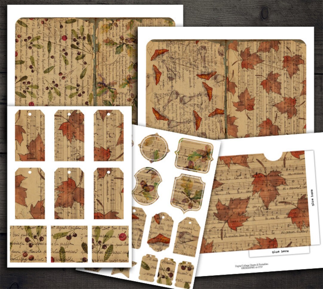Vintage Fall Junk Journal Kit: Printable Ephemera Paper (digital ...