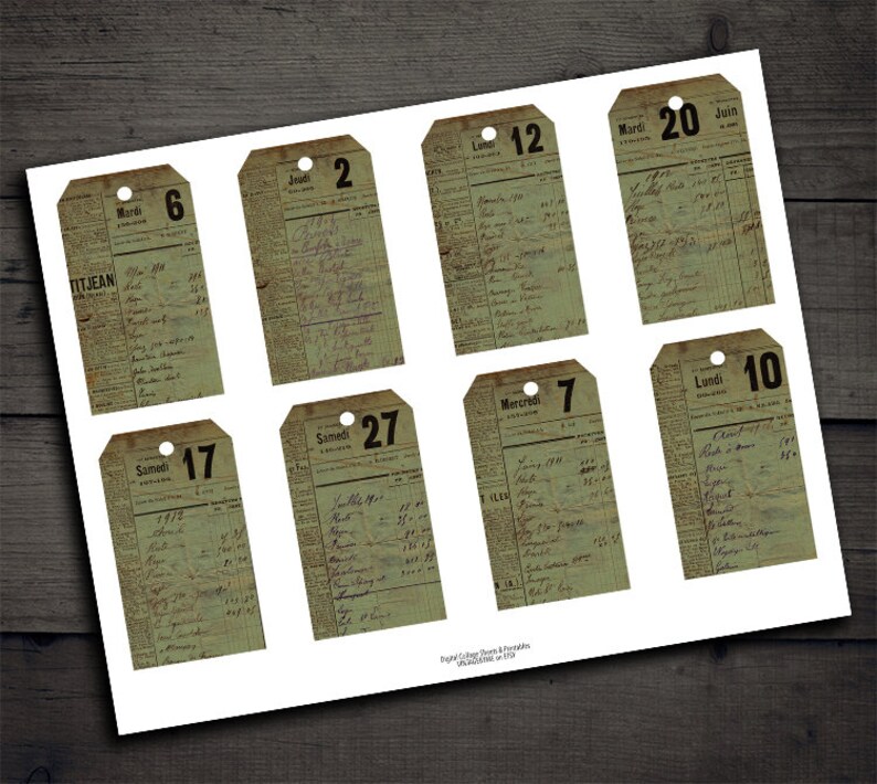DIGITAL Vintage Numerals Ephemera Tags - Digital Collage Sheet Download ...