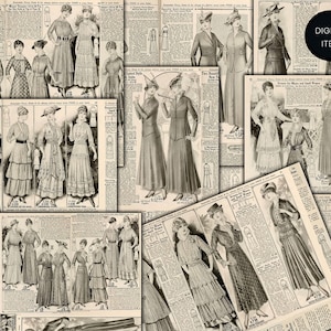 DIGITAL Vintage 1900's Fashion Ephemera voor Junk Journals - Afdrukbare Vintage Ephemera - VBM2860