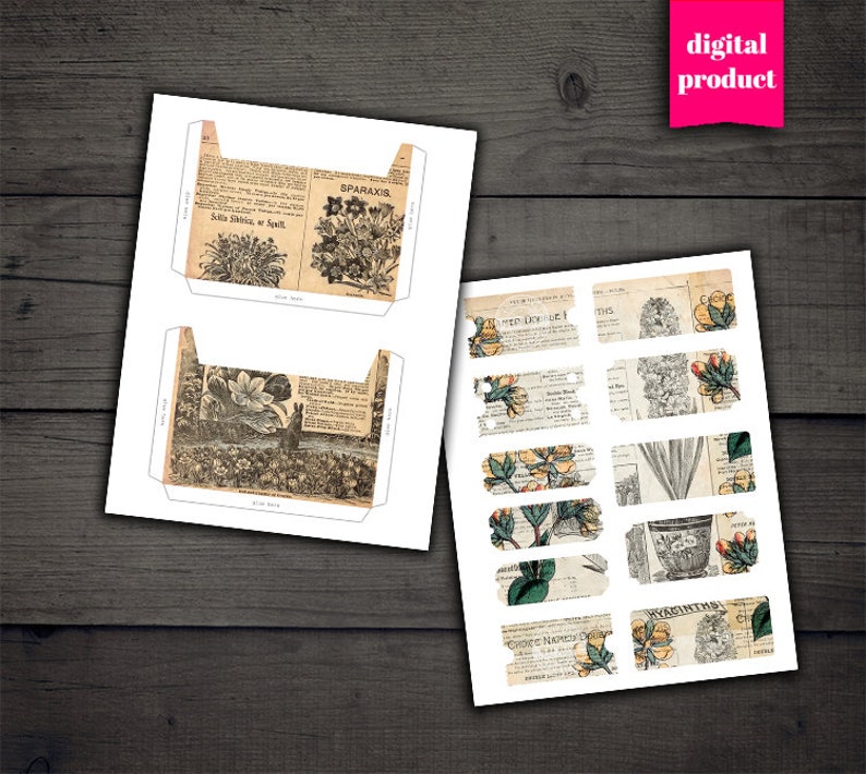 DIGITAL Vintage Botanical Junk Journal Kit - Printable Botanical ...