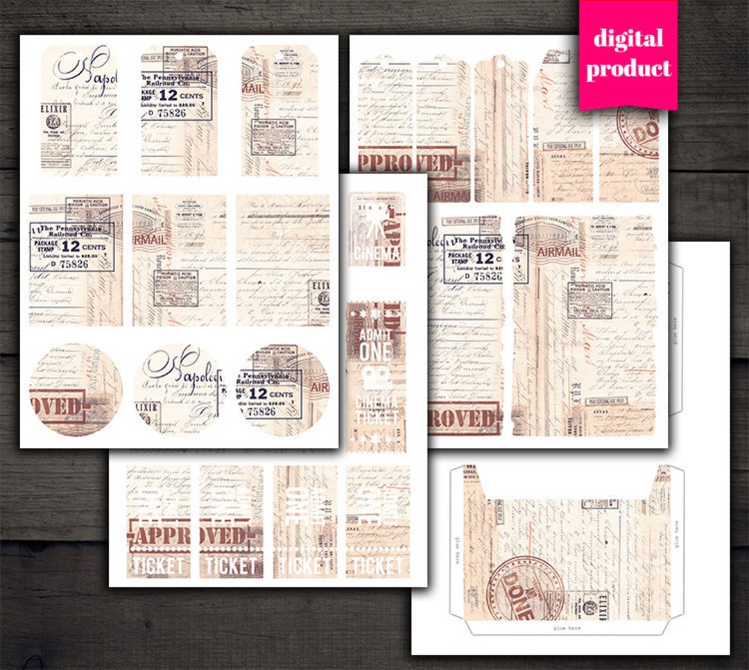 DIGITAL Vintage Postal Junk Journal Kit Download - Printable Grunge ...