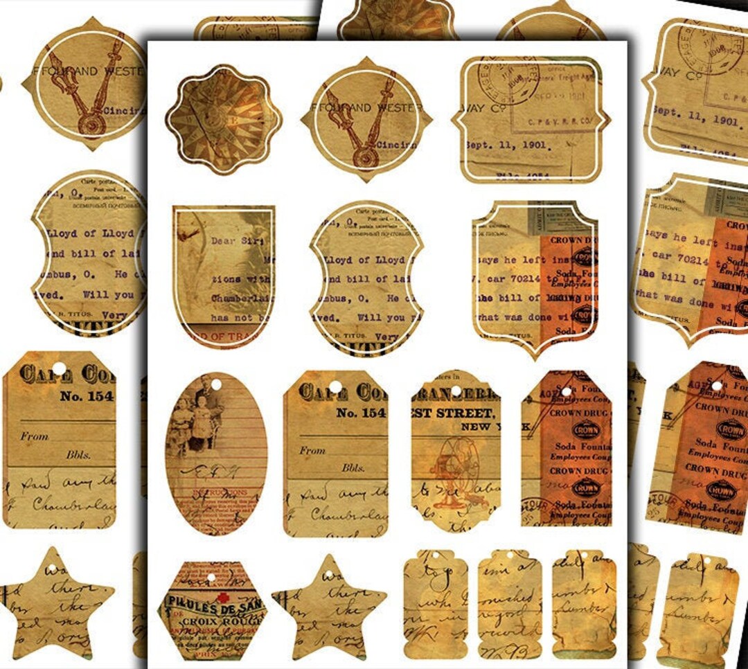 DIGITAL Junk Journal Vintage Ephemera Printables Digital Collage Sheet ...