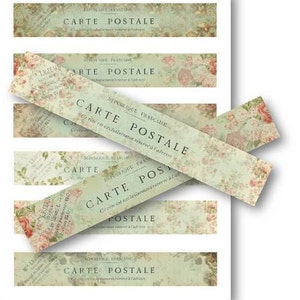 DIGITAL Carte Postale Strips Digital Collage Sheet Download - 550 - Digital Paper - Instant Download Printables