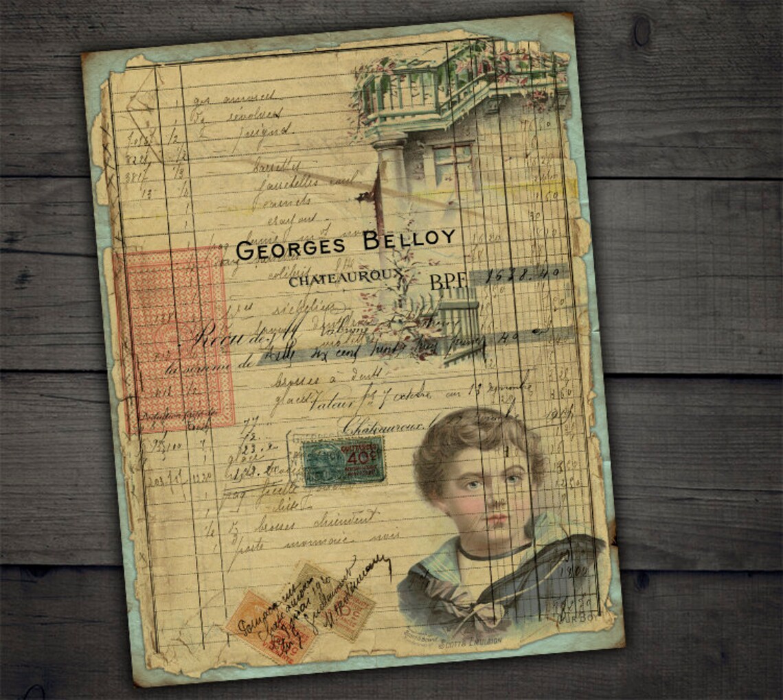 DIGITAL Vintage Grunge Ephemera - Digital Collage Sheet Download - Etsy