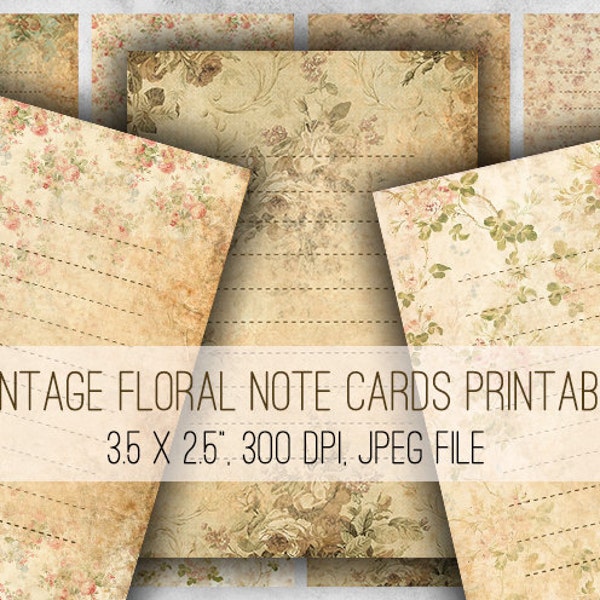 DIGITAL vintage Floral Journaling Tags Digital Collage Sheet Télécharger - 1009 - Papier numérique - Instant Download Printables