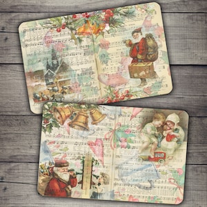 Vintage Christmas Junk Journal Pages: Printable Collage Sheet (Digital Download)