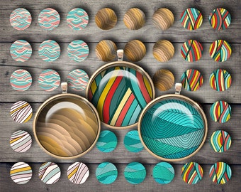 DIGITAL Printable Pattern 1 inch Circles for Jewelry Pendants - Digital Collage Sheet Download