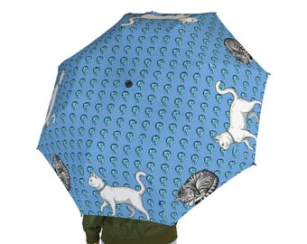 Paraguas plegable con estampado de luna creciente azul