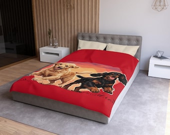 Funda nórdica / Perros corriendo al atardecer