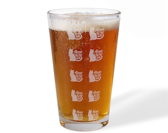 In Memory of Shadow the Cat Pint Mixing Glass 16oz, Engraved Memorial